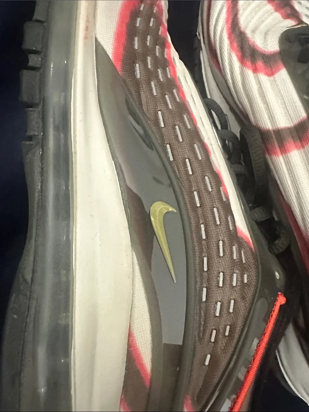 Nike White Sneakers with Red and Black Accents